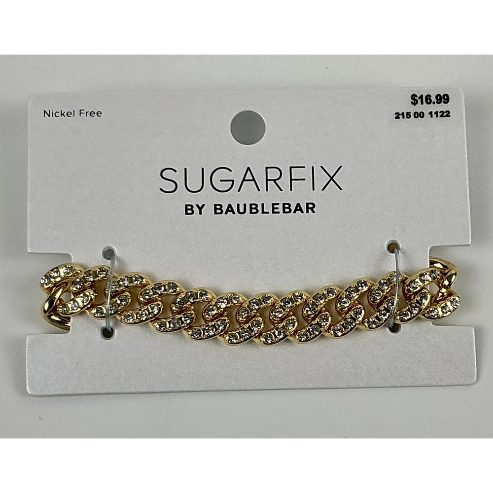 Sugarfix‎ by BaubleBar Gold Tone Rhinestone Chain Bracelet Nickel Free
